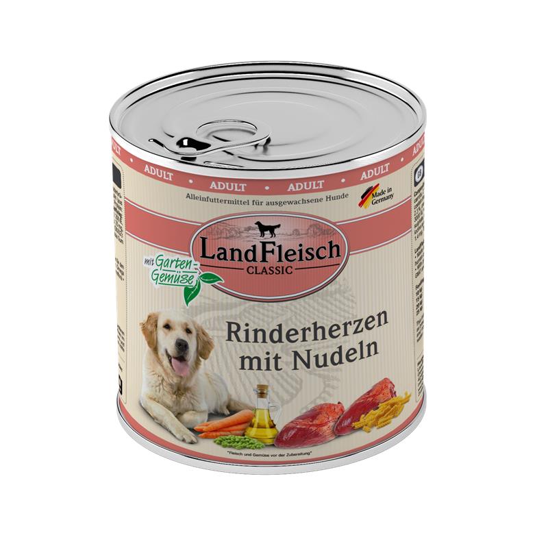 Landfleisch Dog Classic Rinderherzen mit Nudeln & Gartengemüse