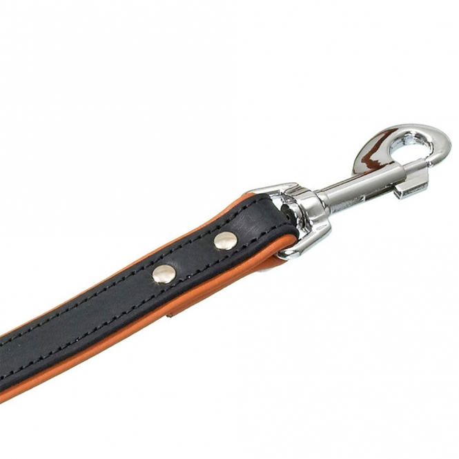 Karlie Rodeo Leine genietet, 16mm 100cm - schwarz/cognac