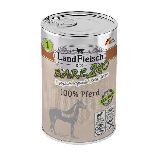 6 x LandFleisch B.A.R.F.2GO Exklusiv 100% vom Pferd 400g