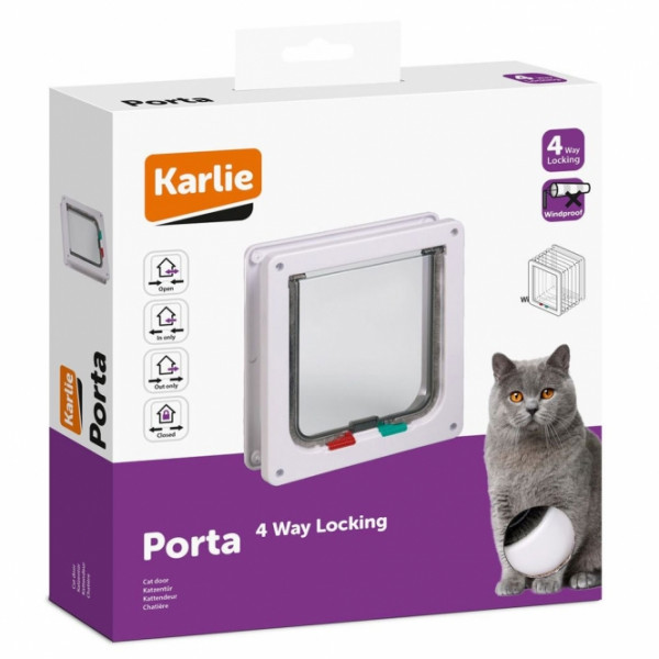 Karlie Katzentür 4-Wege-Verschluss für große Katzen - Weiß