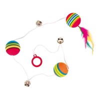 Trixie 3 Rainbow-Bälle am Gummiband mit Glöckchen Trixie 3 Rainbow-Bälle am Gummiband mit Glöckchen