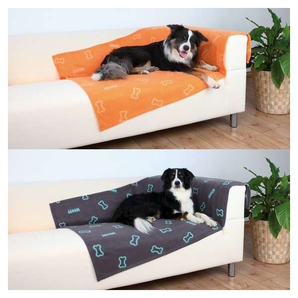 Trixie Fleecedecke Barney -150x100cm mit Knochenmotiv - Taupe