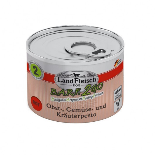 6 x LandFleisch B.A.R.F.2GO Obst-, Gemüse und Kräuterpesto Rot 200g