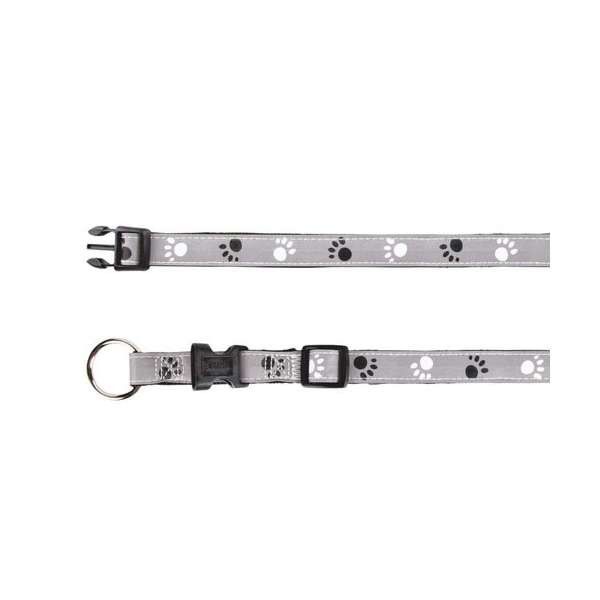 Trixie Halsband Silver Reflect - Pfotenmotiv - 40-65cm / 25mm